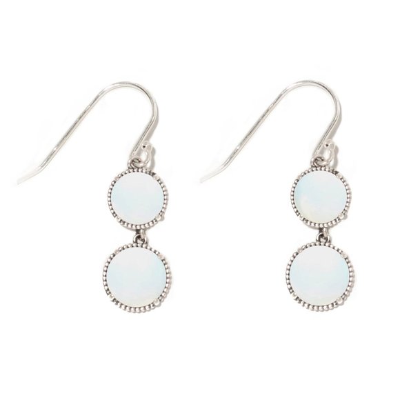 Recycled 1960's White Milk Glass Cold Cream Jar Sterling Double Take Earring - Picture 1 of 5